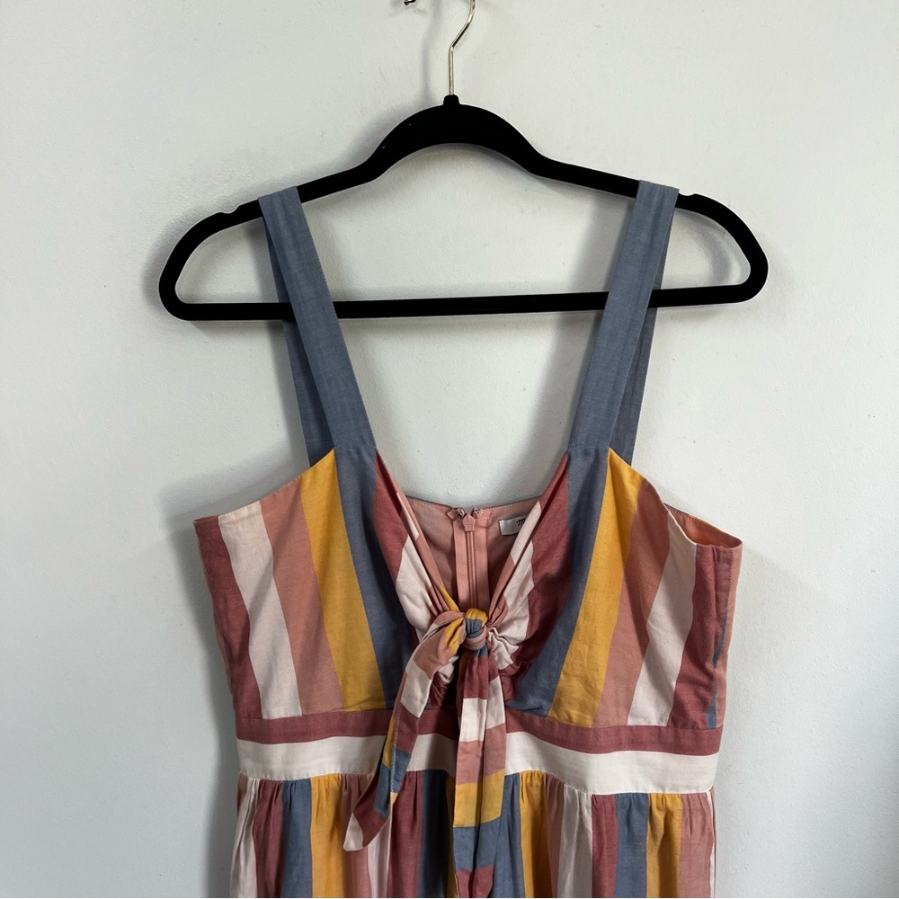 Madewell Sherbet Stripe Tie Front Cutout Dress - Picture 4 of 14